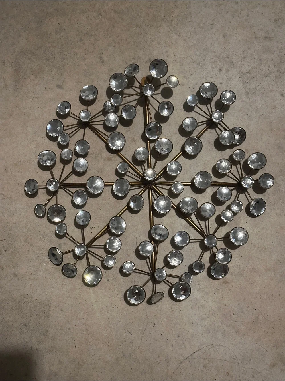 Crystal Burst Metal Wall Art - Clear Crystal and Gold Finish
